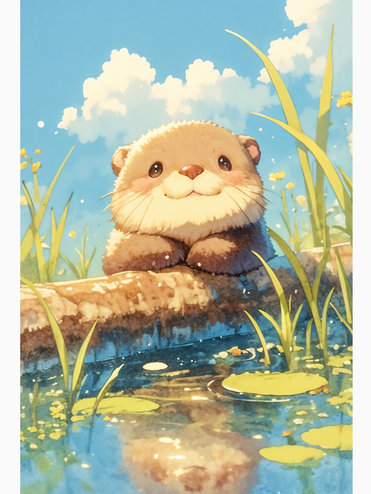 Playful Otter in a Sunny Meadow by AshiraCreations