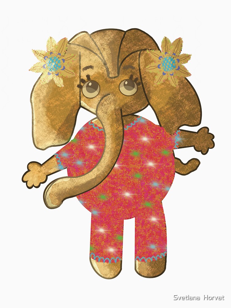 Elephant Girl in Red Red Christmas Pajamas by Svetlana  Horvat