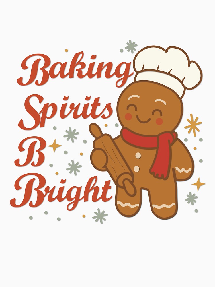 Baking Spirits Bright | Cute Gingerbread Christmas Baking Design by SBrushbox
