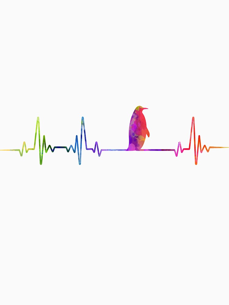 PENGUIN heartbeat watercolor by loves789