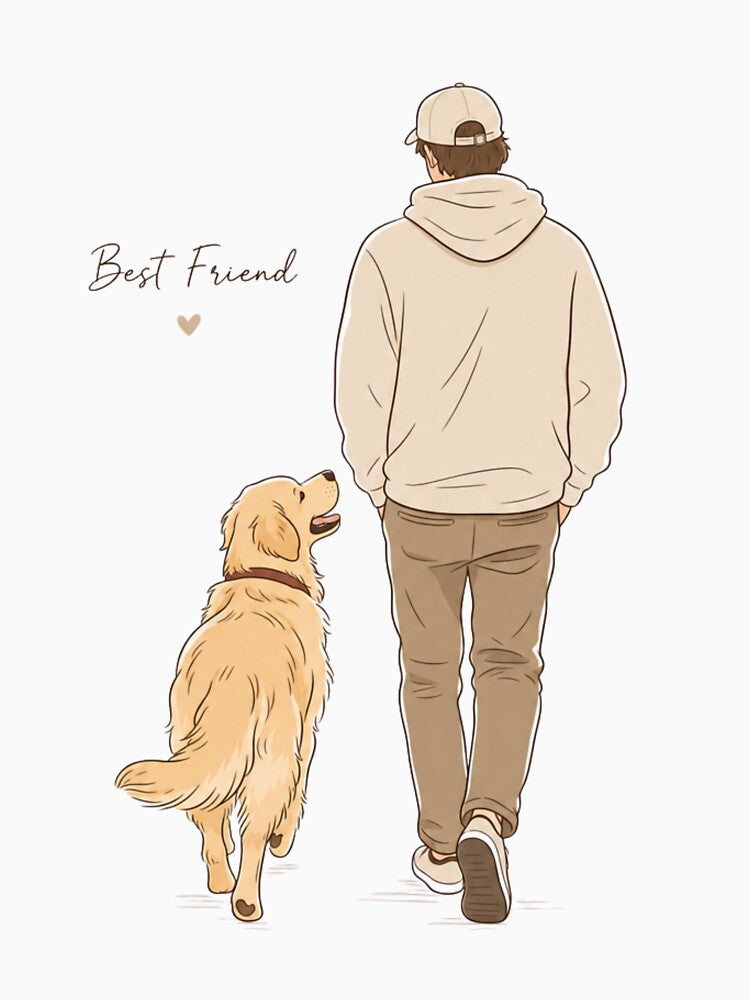 Best Friend Golden Retriever Dog Dad Minimalist T-Shirt by Ashley critters