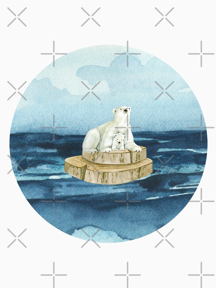Polar Bear with Cub Watercolor by silviaol