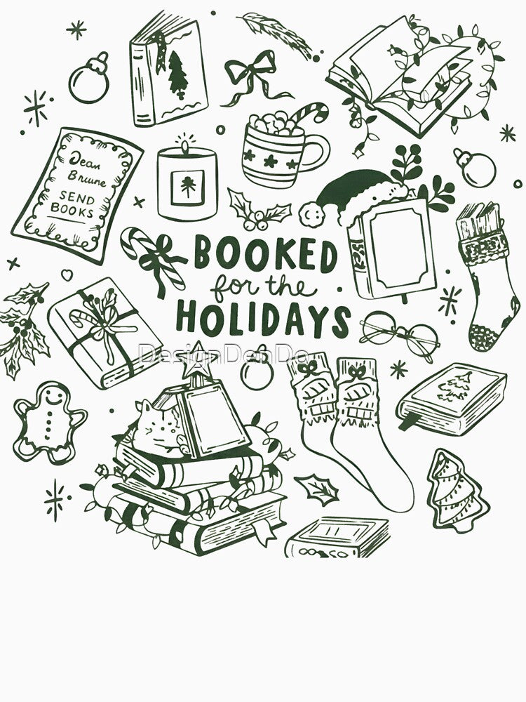 Bookish Christmas, Pink Christmas Gift For Reader, Booked For The Holidays, Book Lover Gifts, Bookworm, Reader by DesignDenDo ⭐⭐⭐⭐⭐