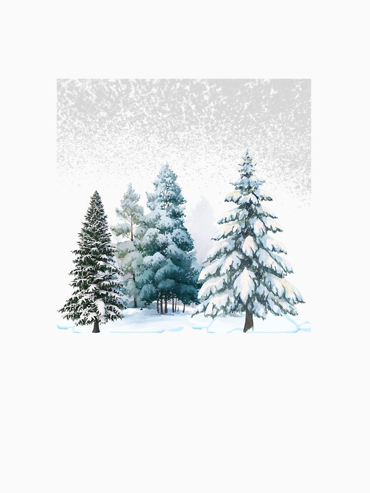 Winter Snowy Mountain Landscape | Minimal Winter Forest Illustration by Quitecorner