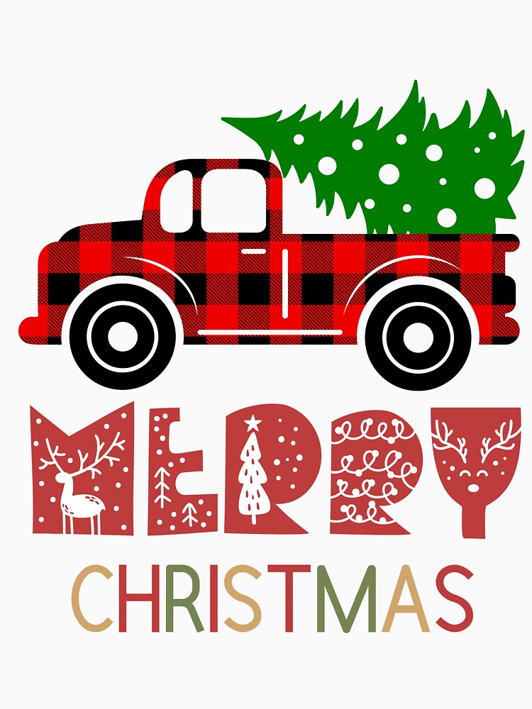 Truck with Christmas tree Merry Christmas by EleganceEasel