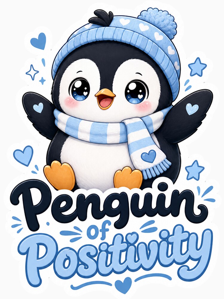 Penguin of Positivity Cute Penguin Kawaii by BoosterShop