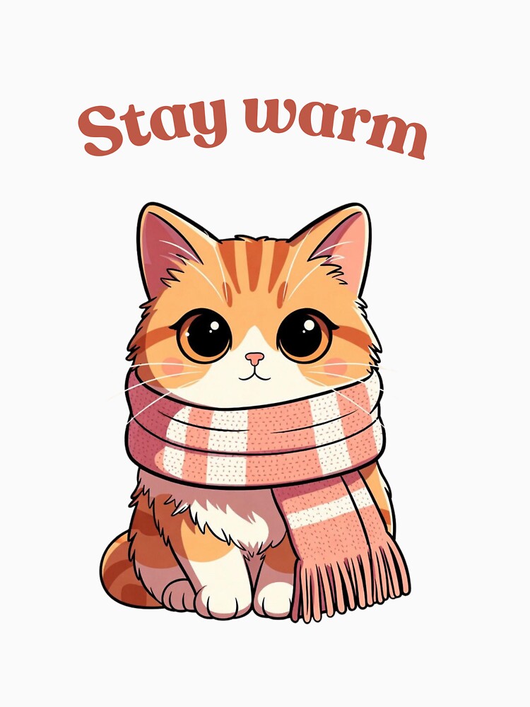 Stay Warm Cozy Cat T-Shirt by EcoArtTees