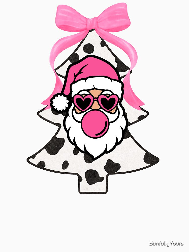 Santa Blowing Bubbles Christmas Tree Coquette Pink Bow Girly by SunfullyYours