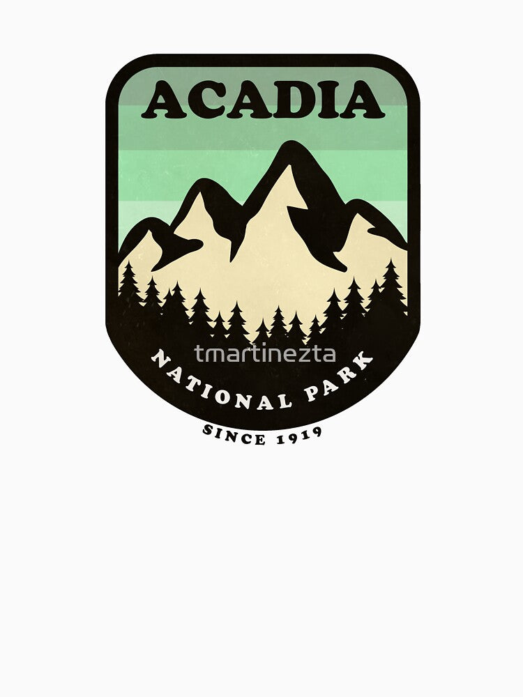 Acadia National Park Maine USA Vintage Retro Travel Hiking, Camping Adventure Climbing Mountain by tmartinezta