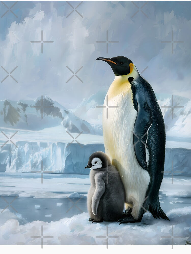 Emperor Penguin with Chick, Arctic Wildlife by GuildedWordGraphics