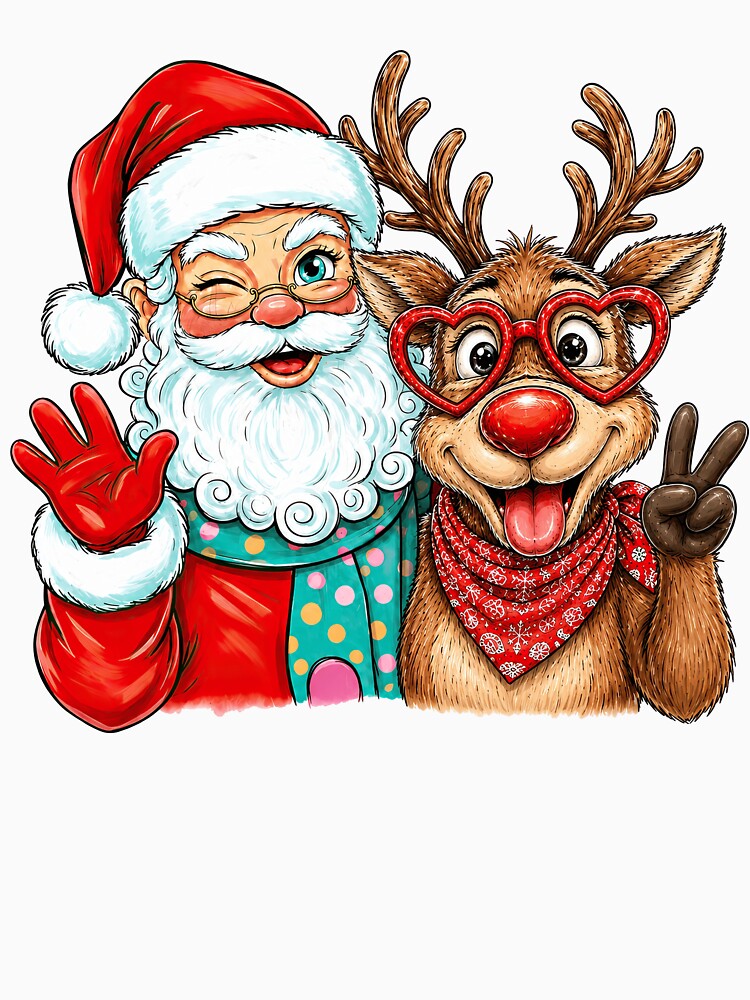 Funny Santa Reindeer Heart Glasses Christmas by varin-studio