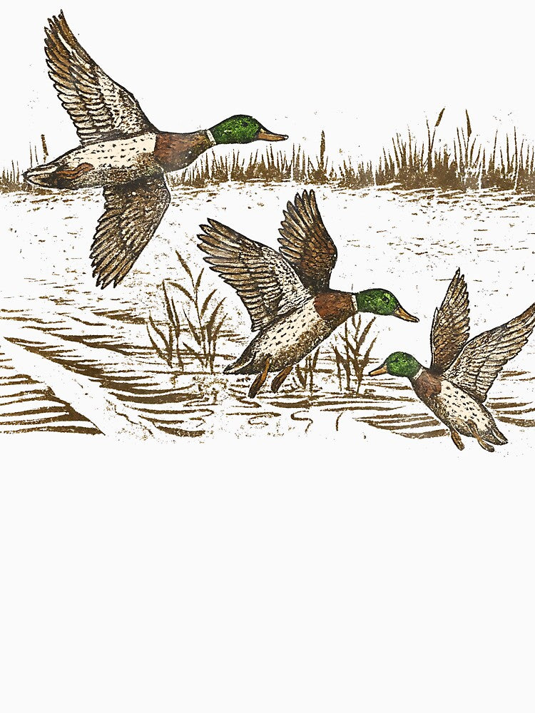 Vintage Mallard Ducks Flying Waterfowl Marsh Hunting Wildlife Graphic by Thedustyart