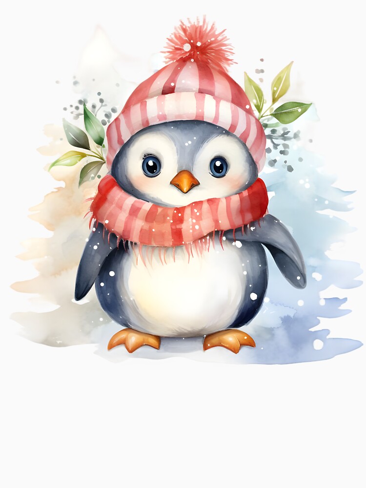 Cute Winter Penguin – Cozy Christmas Watercolor Design by TakeOnline247