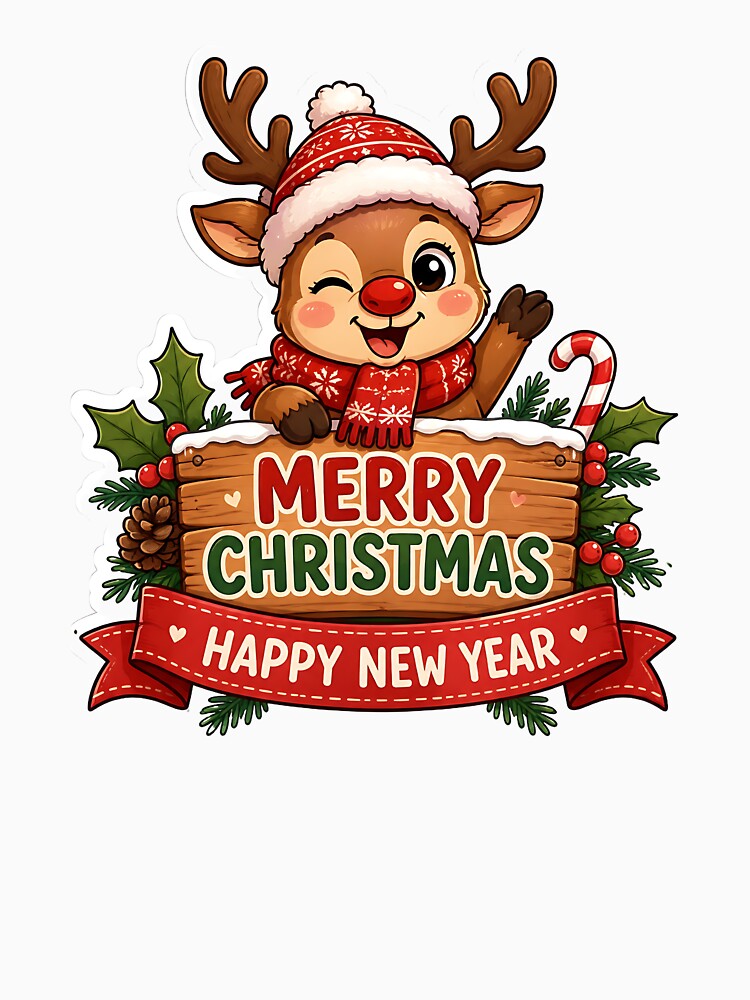 Cute Baby Reindeer Merry Christmas Sticker by Jaideep Walia