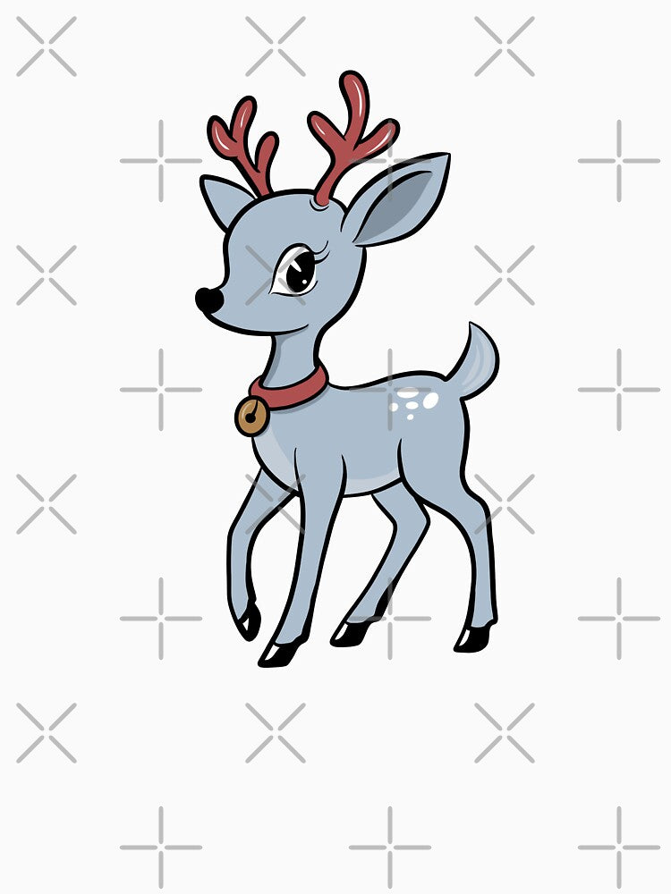 Retro Christmas Reindeer - Pastel blue by ellealsopaints