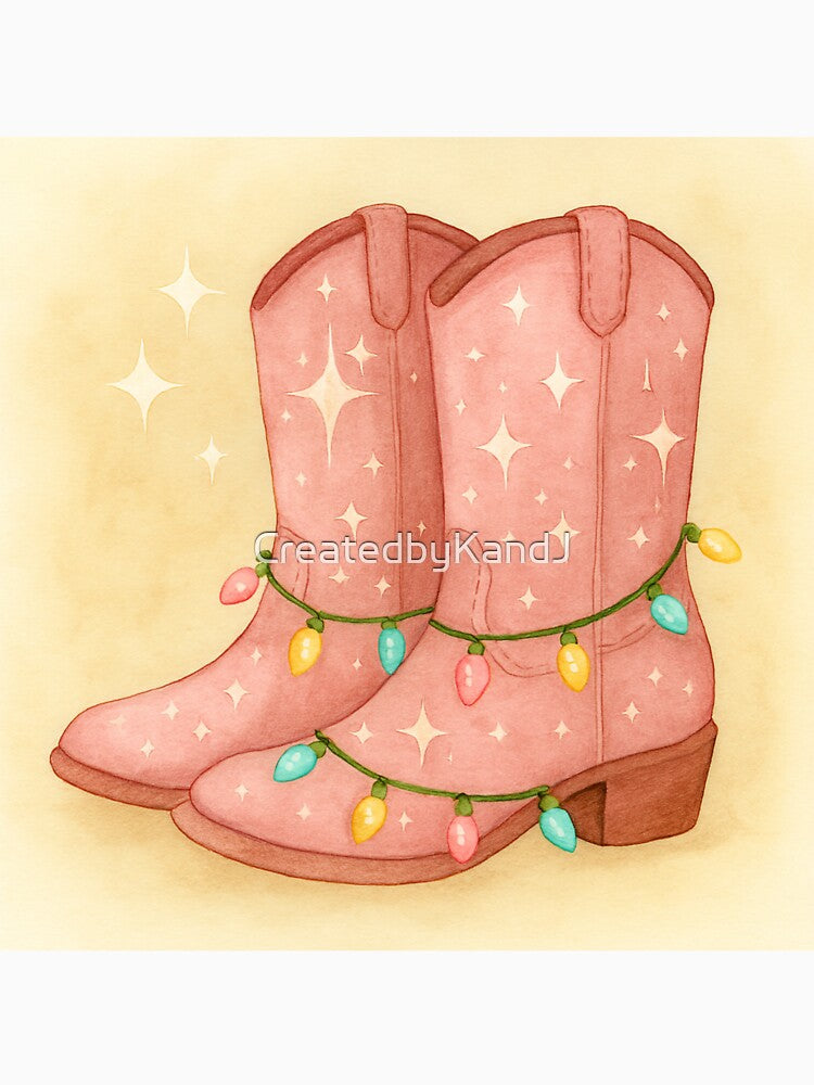 Pink Cowboy Boots Christmas Glam by CreatedbyKandJ