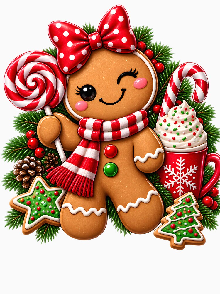 Cute Gingerbread Girl Christmas Candy Holiday Design by TinyWeird