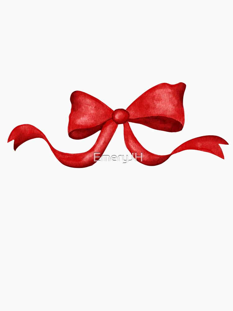 Watercolor Red Ribbon Bow – Cute Festive Decorative Design by EmeryJH