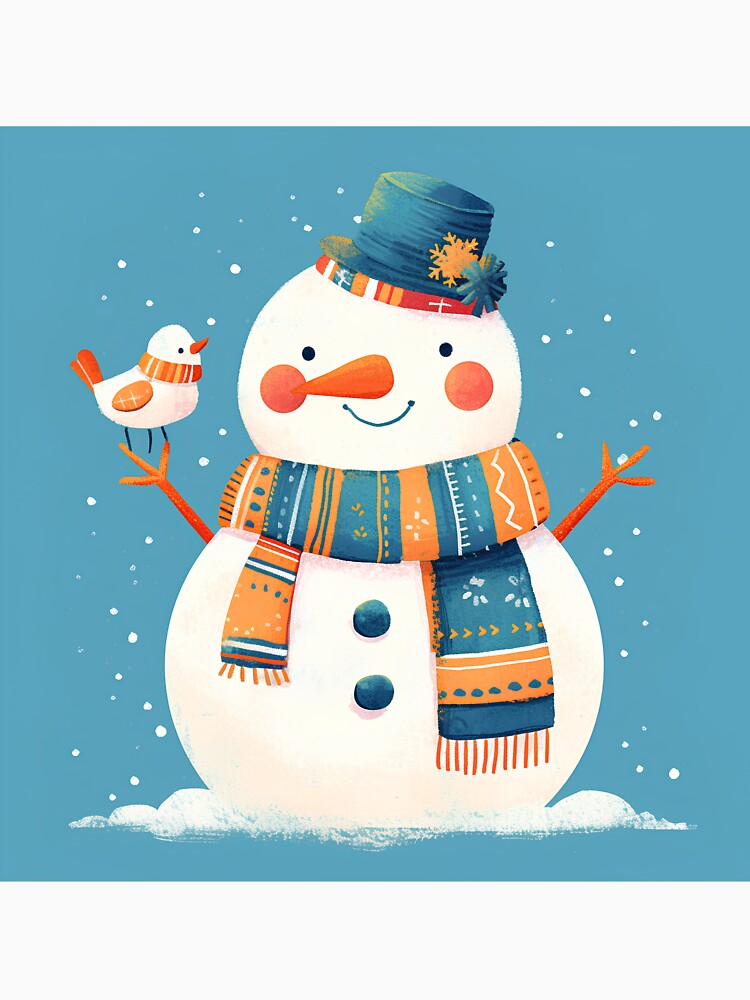 Adorable Snowman with Playful Details Illustration by Windy-market