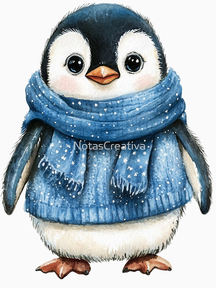 Cute Winter Penguin with Blue Sweater by NotasCreativa