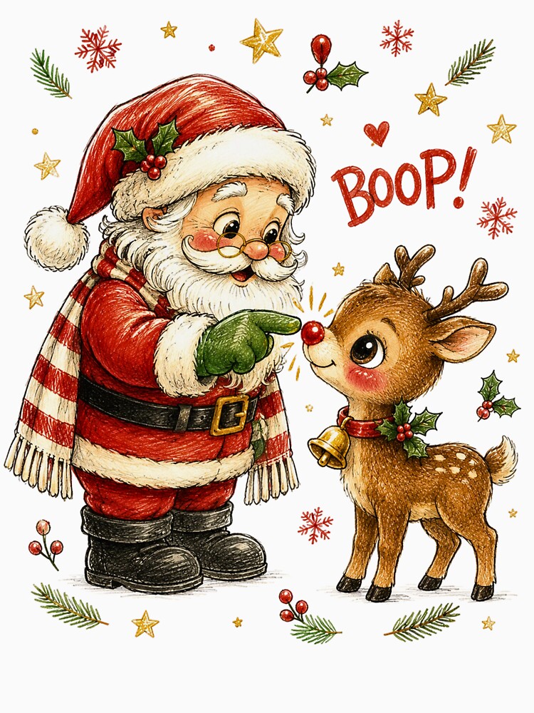 Cute Santa And Reindeer Christmas Boop Holiday by DYAFLK