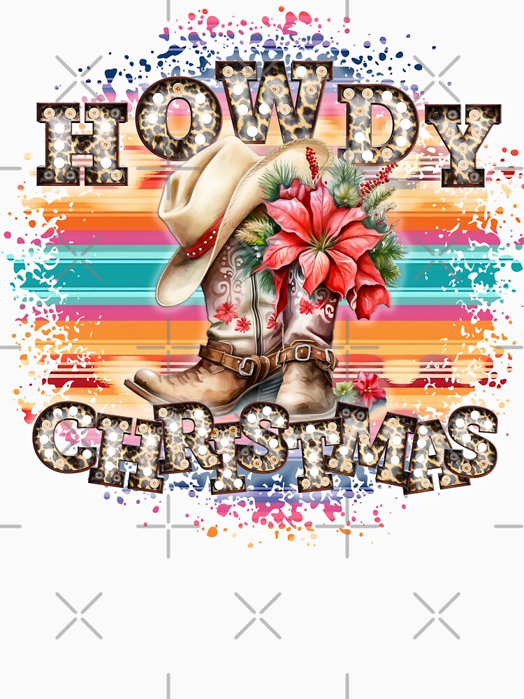 Howdy Christmas Serape Cowboy Boots Hat Country Girl Holiday by janellexyb