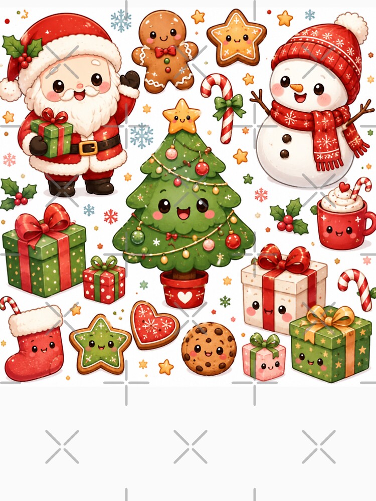 Cute Kawaii Christmas Holiday Characters by DreamPixelPrint