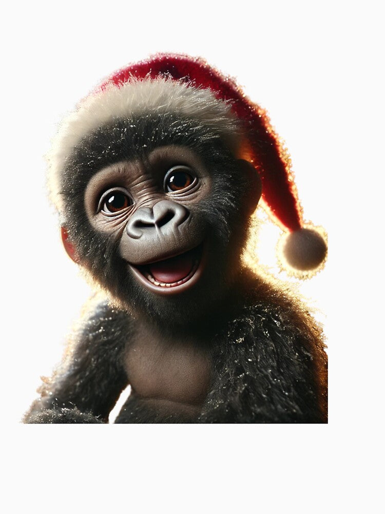 Festive Baby Gorilla in Santa Hat by Catsmoment