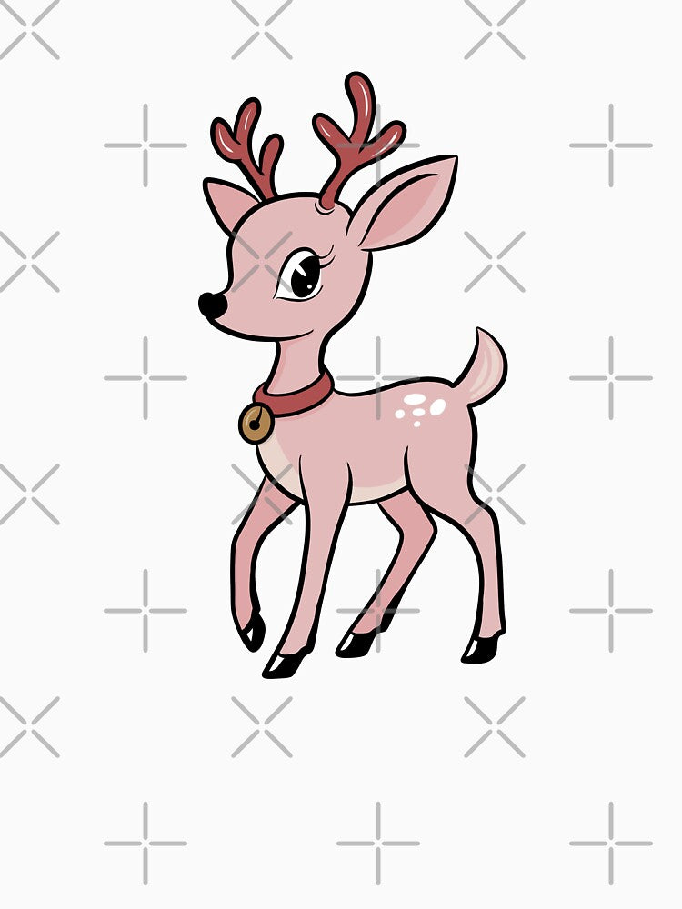 Retro Christmas Reindeer - Pastel pink by ellealsopaints
