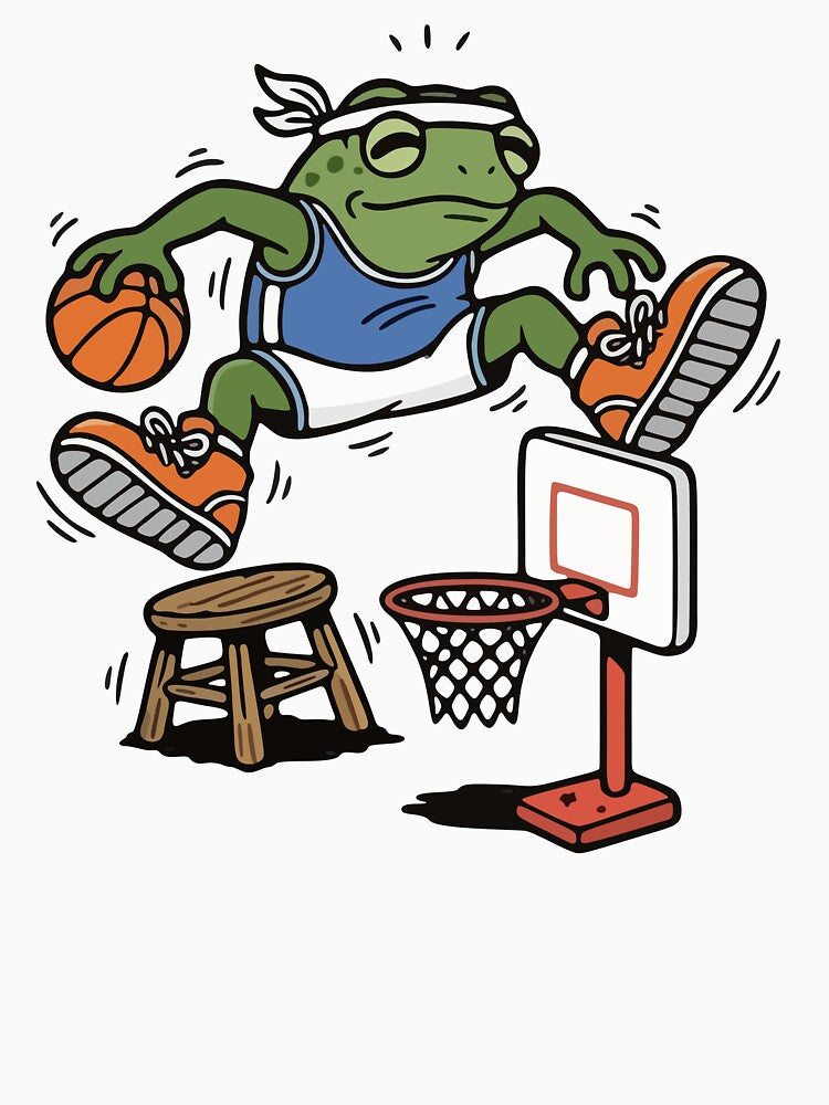 Slam Dunk Basketball Frog Jumping Over Stool by Floomart