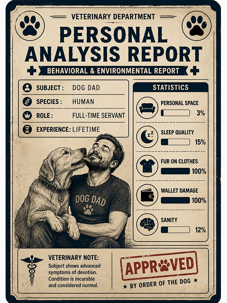 Dog Dad Personal Analysis Raport - Funny Dog Owner Gift by Claws & Chaos