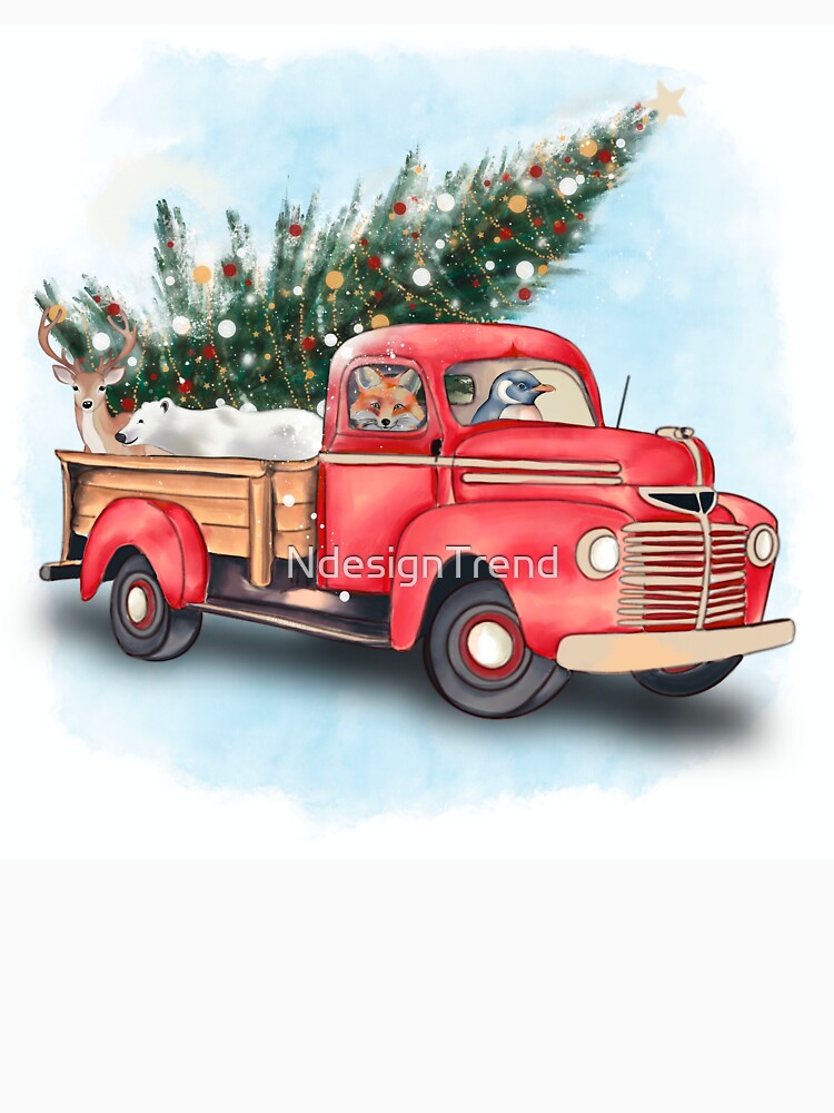 Vintage Red Truck Christmas Tree by NdesignTrend