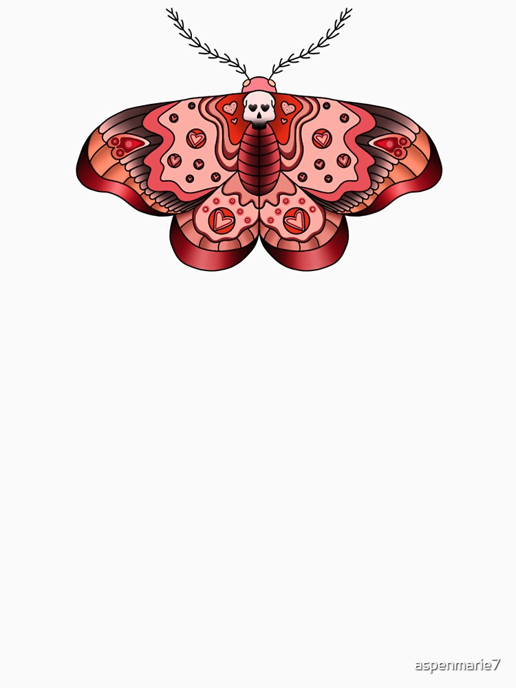 American Traditional Pink and Red Moth by aspenmarie7