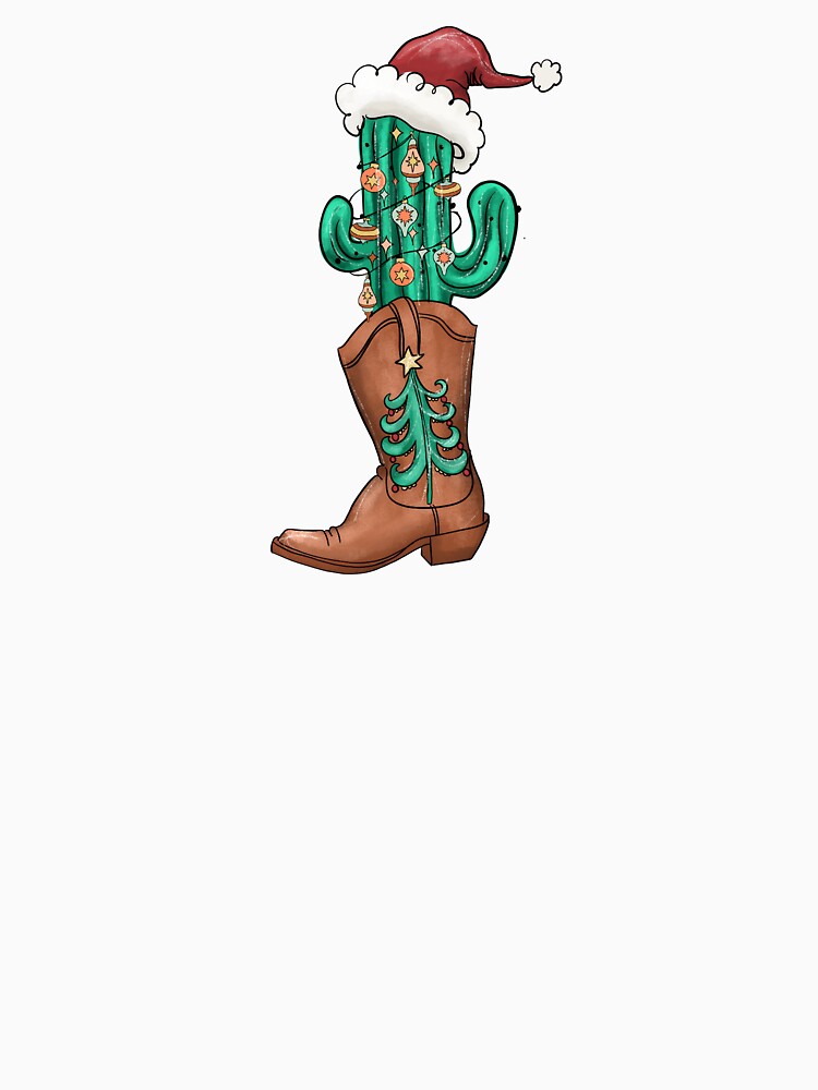 Retro Cactus Christmas Tree Cowboy Boots Western by coopercreekco