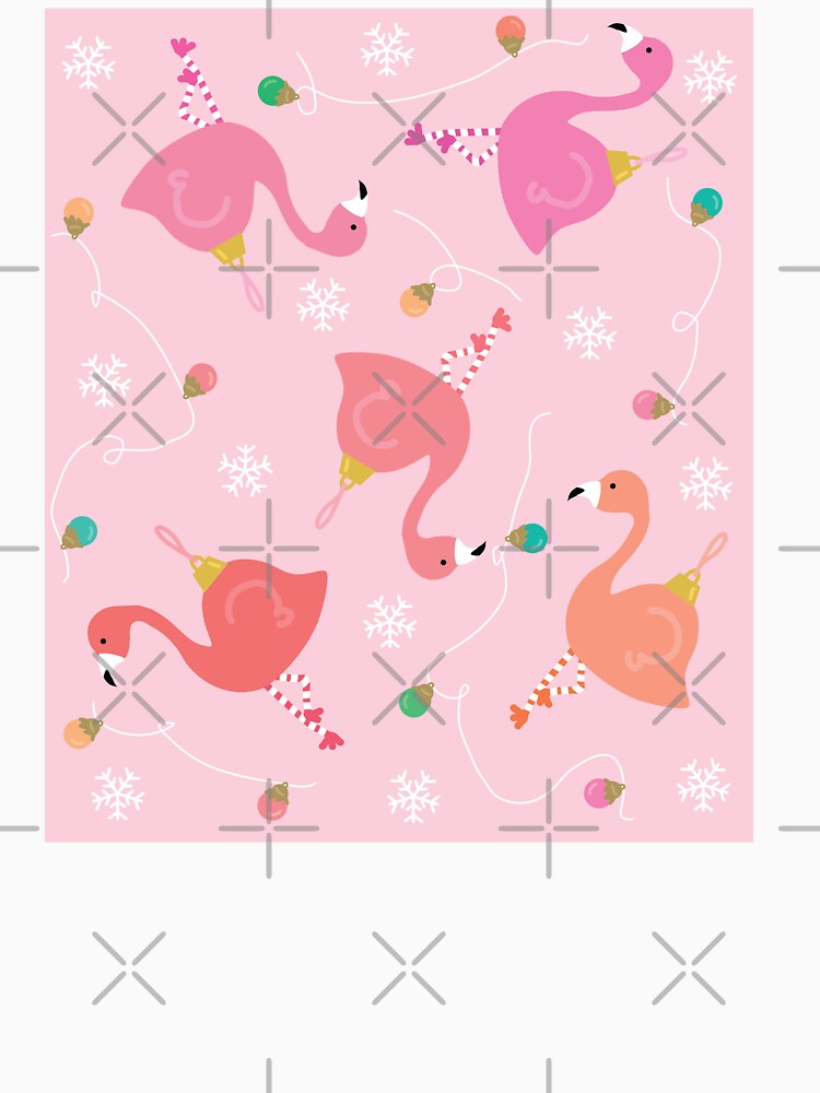 Flamingo Ornaments -Pink & Peach Christmas Art by TheBrightInk
