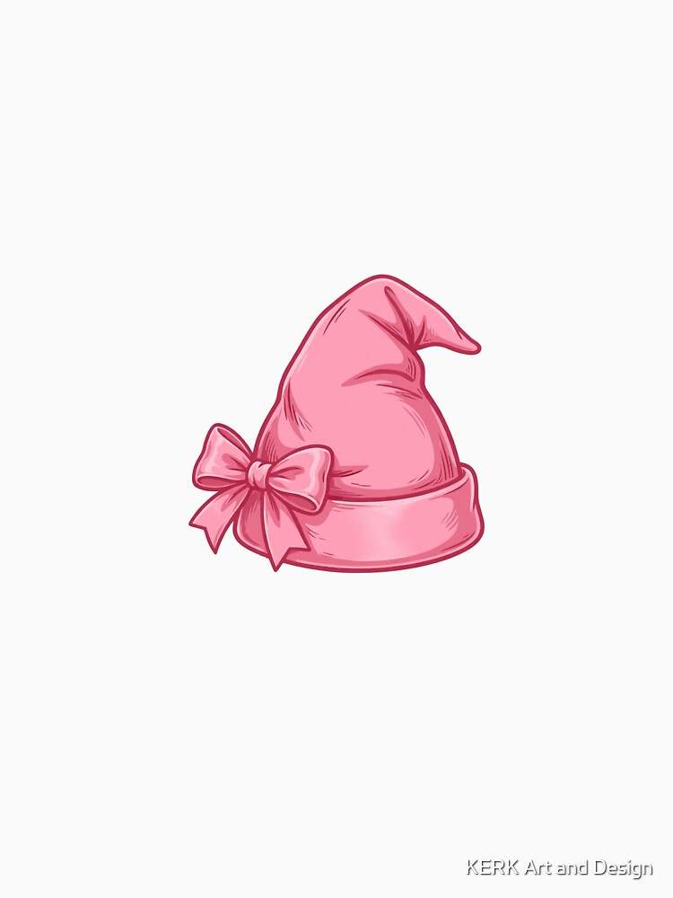 Pink Bow Santa Hat Shirt – Coquette Christmas Holiday Tee by KERK Art and Design