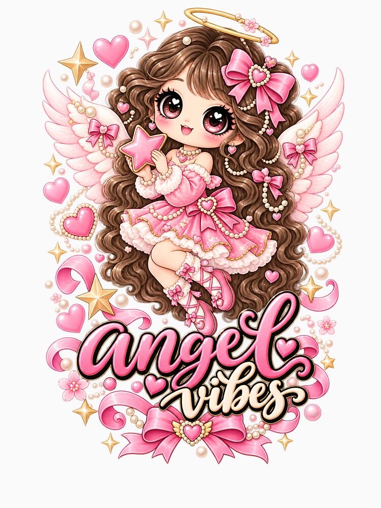 Angel Vibes Coquette Chibi Angel – Pink Christmas Kawaii Girly Ballet Gift by SaNaCreation13