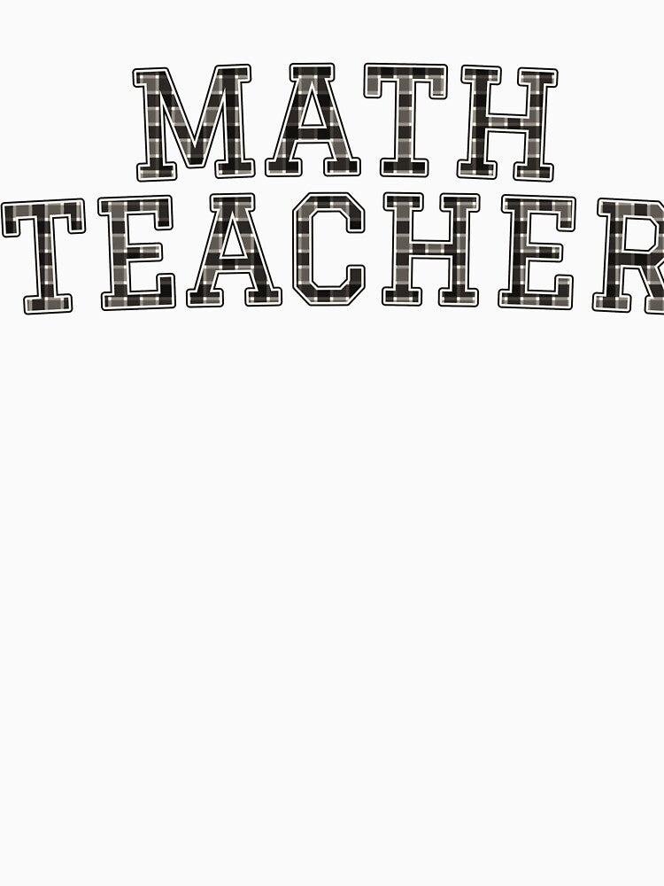 Math Teacher Black White Buffalo Check Varsity Letter by Worn & Witty