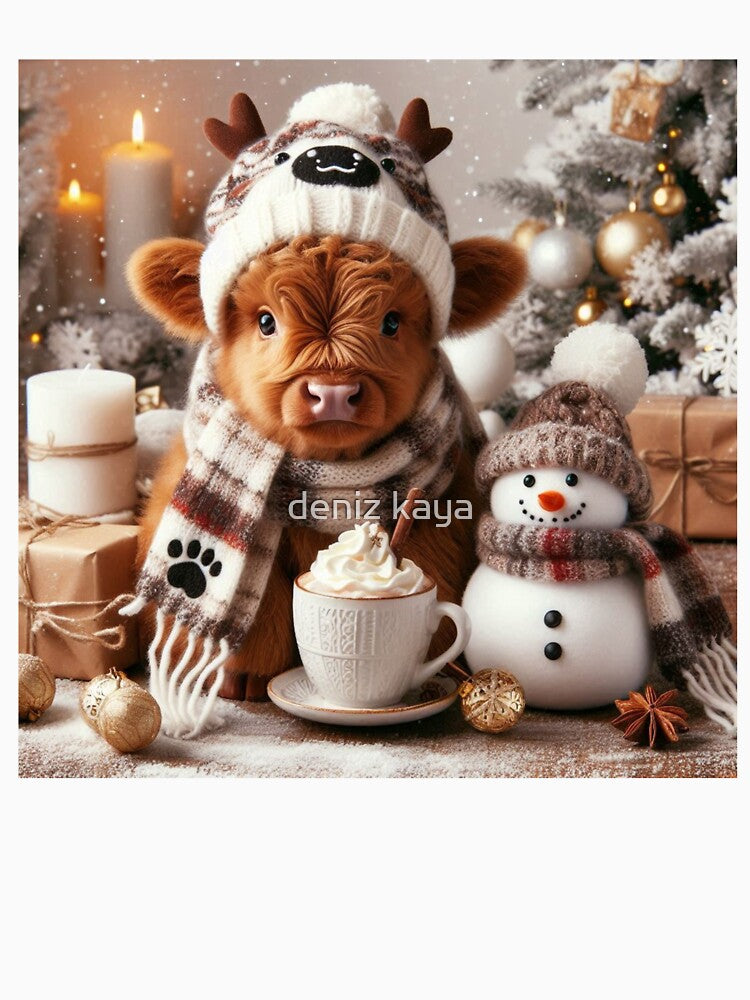 Highland Cow,Christmas, Snowman,New Year by deniz kaya