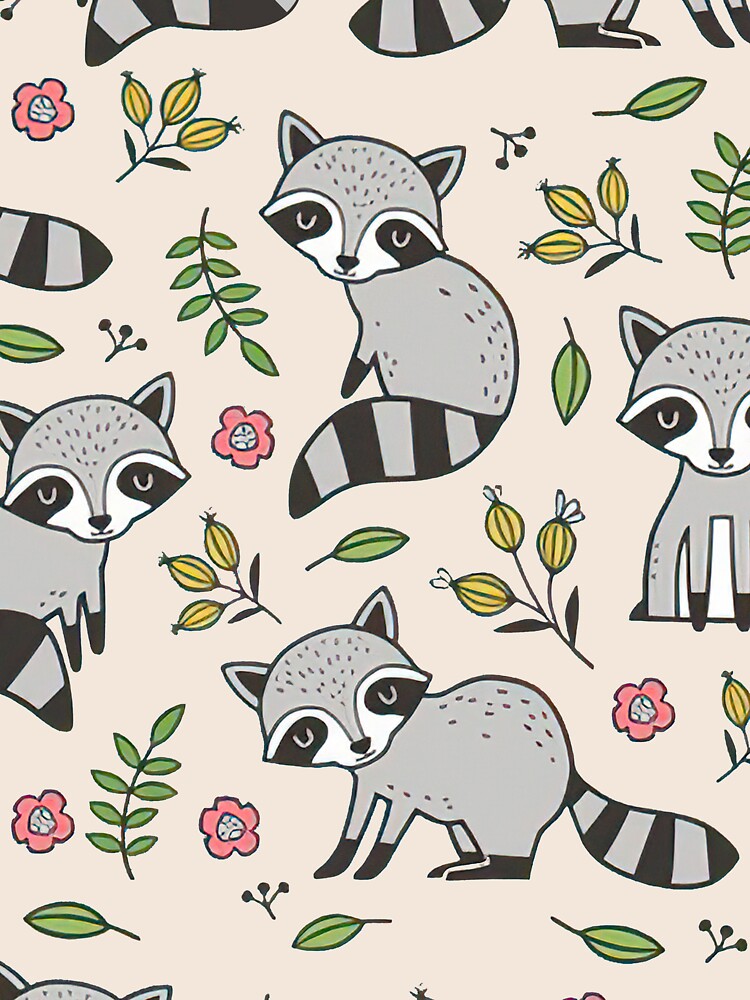 Baby Raccoons Floral by SweetPea49