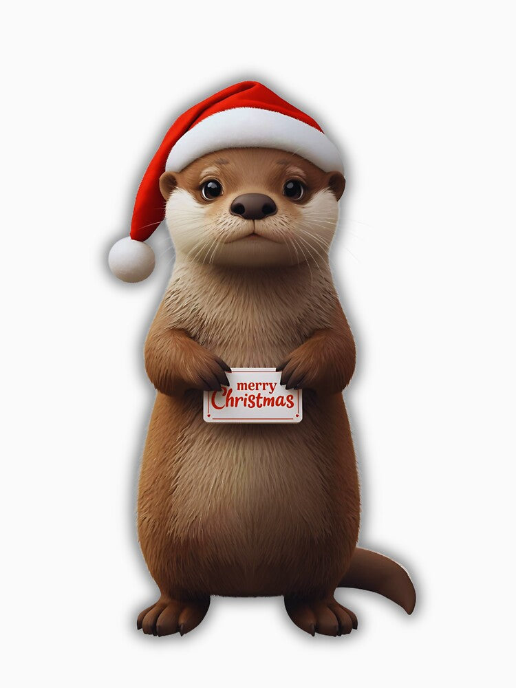 Adorable Santa Otter Illustration – Festive Holiday Artwork by Otterly Cute