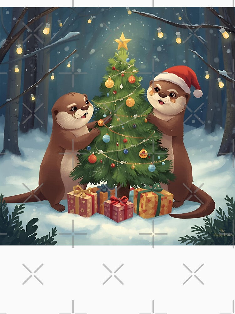 Otterly Festive – Christmas Tree Decorating in the Snow by WildlifeWhimsy
