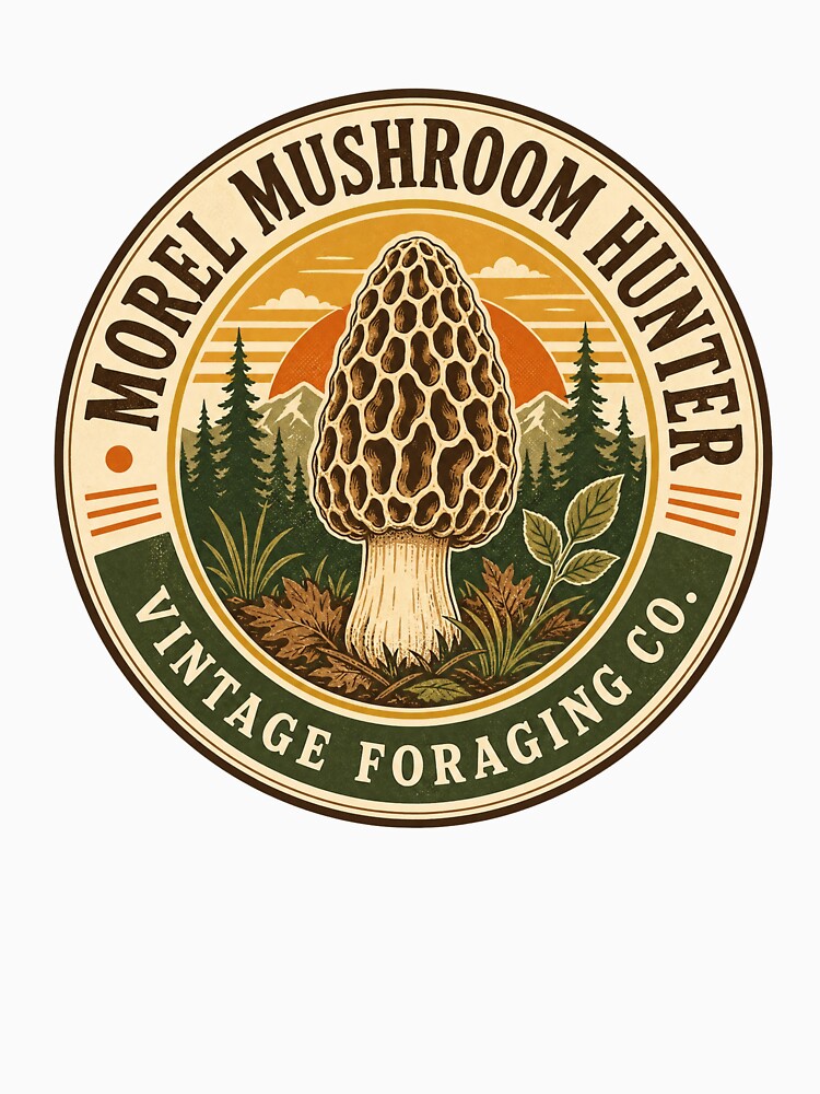 Funny Morel Mushroom Hunting Retro Design for Mushroom Foraging Lovers by MystiMagica