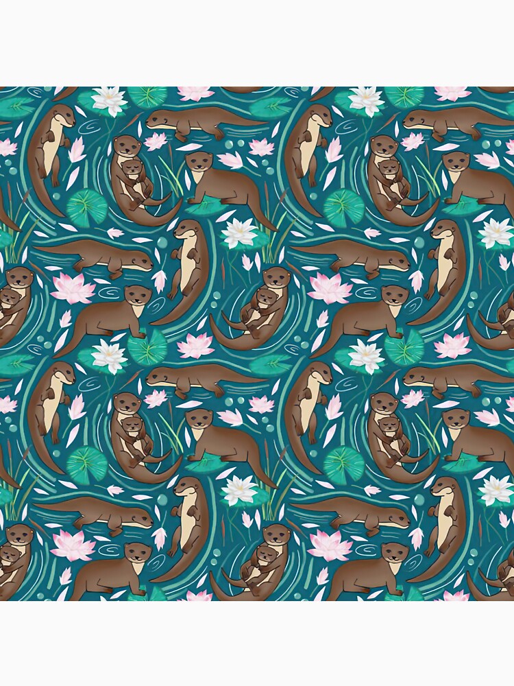 Otters Family Water Lily by JaskolArt