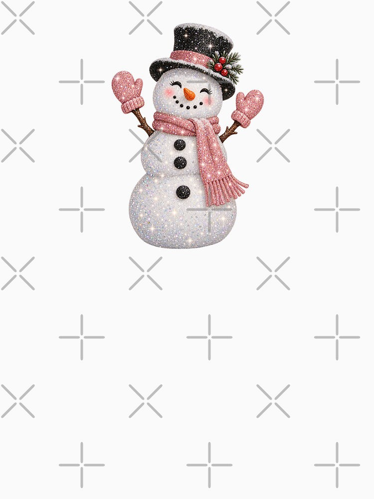 Glittery Snowman with Pink Mittens by MIRANDA CREATIVE