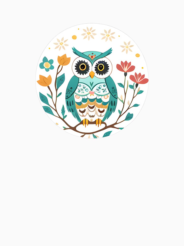 Hygge Owl and Flowers by hyggefolkart