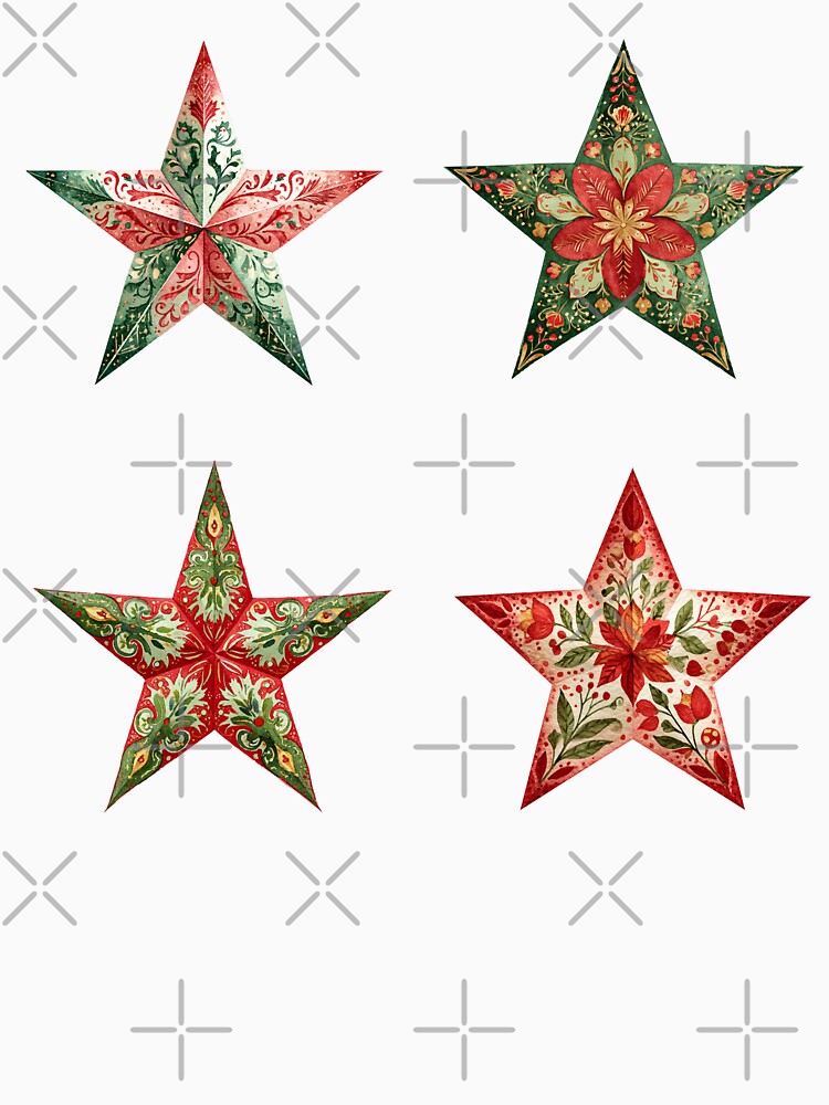 Red and green Christmas stars pack by MendaciousMina
