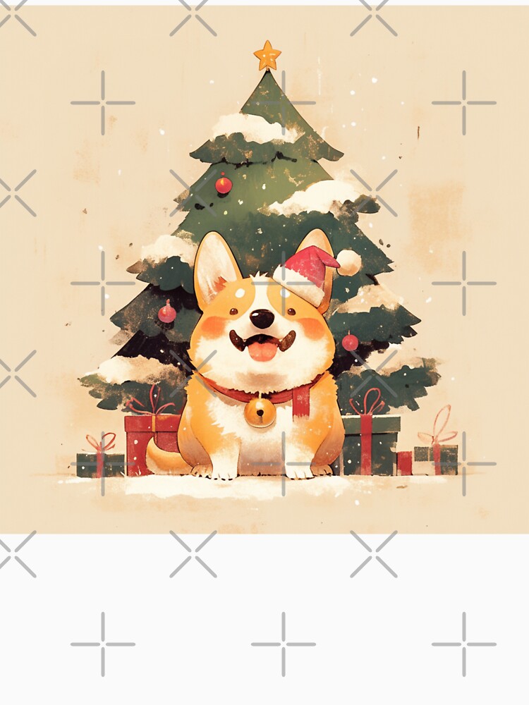 Festive corgi under the tree by MendaciousMina