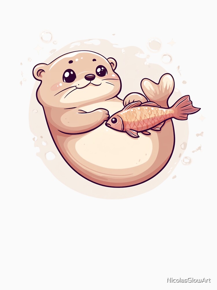 Adorable Otter and Fish by NicolasGlowArt