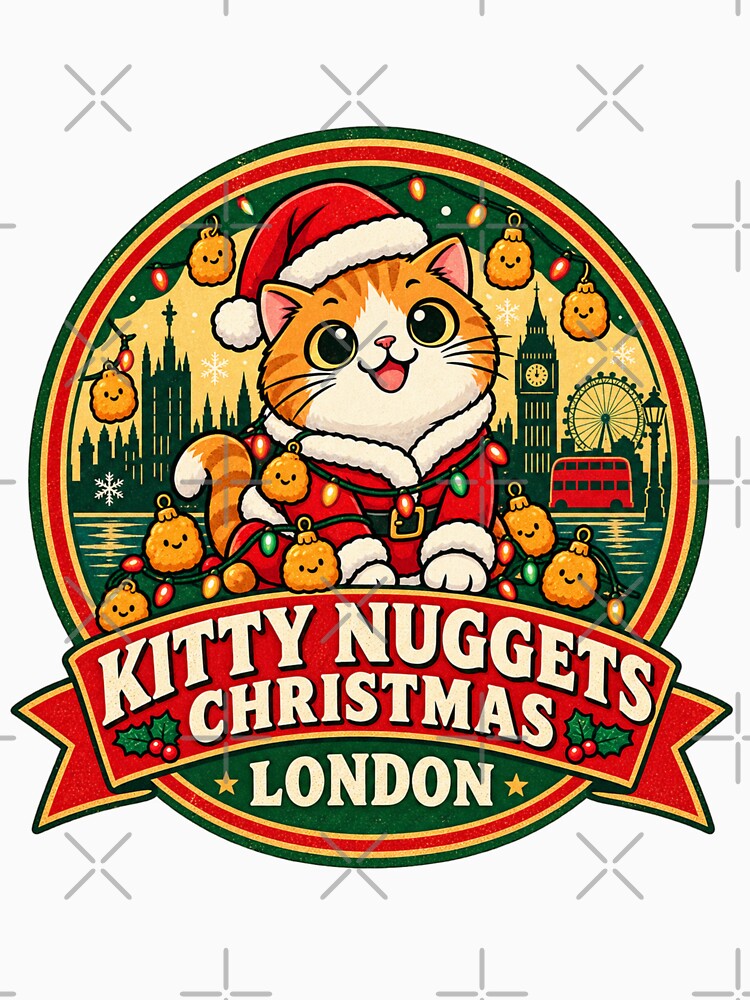 Kitty Nuggets Christmas Shirt – Cute Santa Cat London Retro Design by Globalcitytees